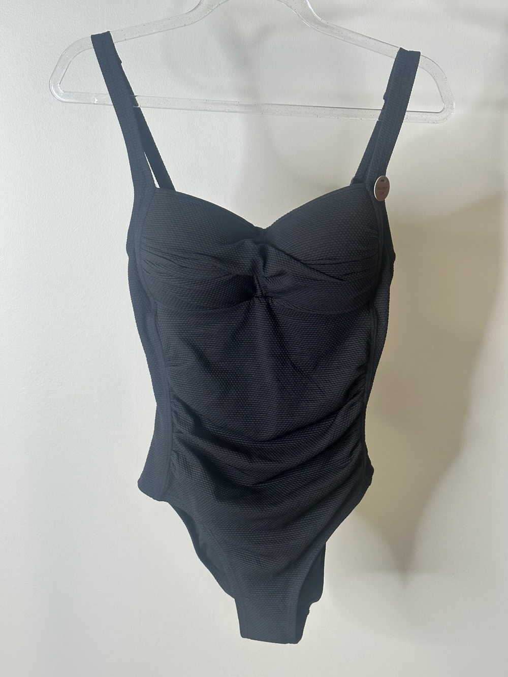 Nip Tuck Black Textured One Piece Swimsuit Size 4 - Picture 3 of 4